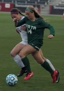 Katie Joella takes the ball towards Grandview's goal. Photo by Tyler Merchant.